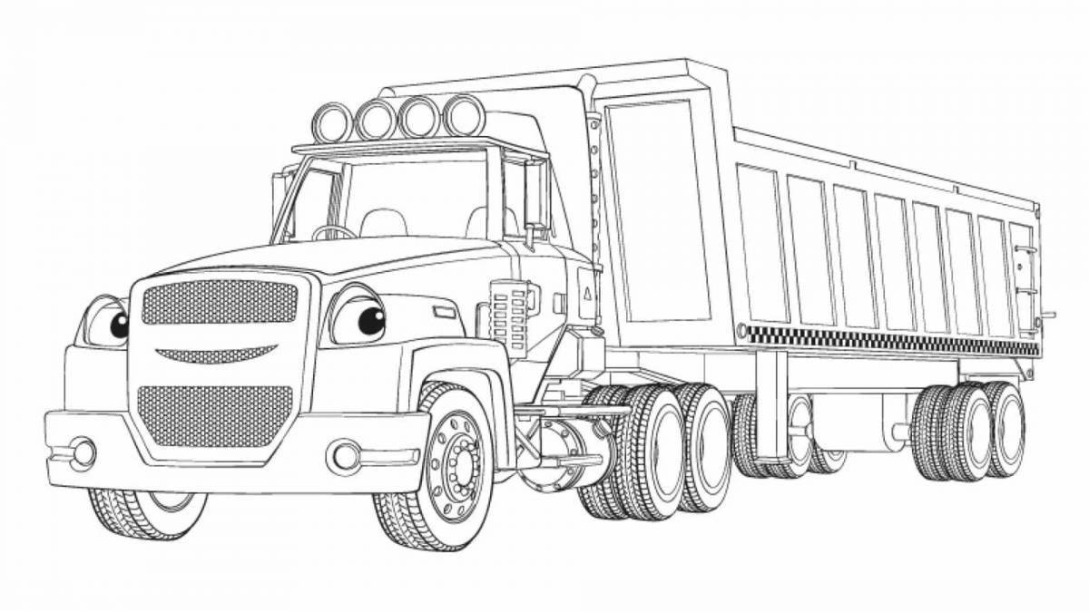Впечатляющая страница раскраски грузовиков для мальчиков