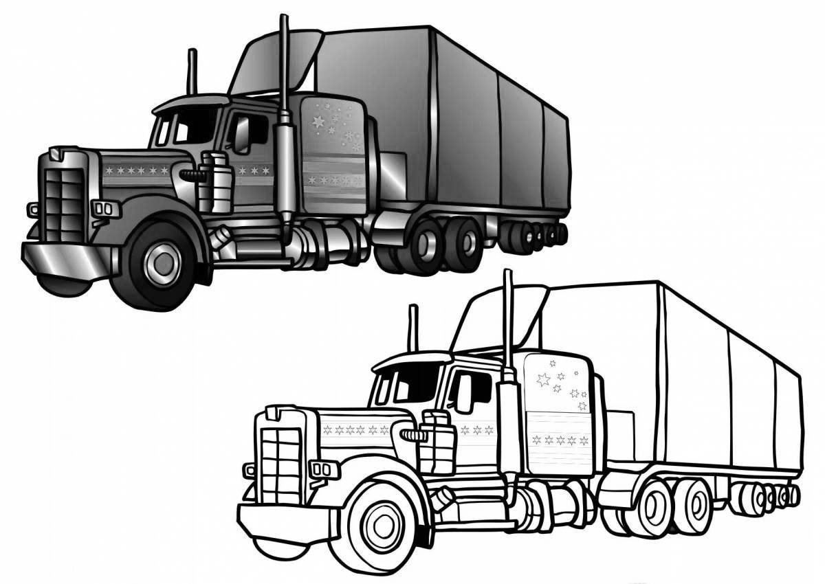 Fascinating truck coloring book for boys