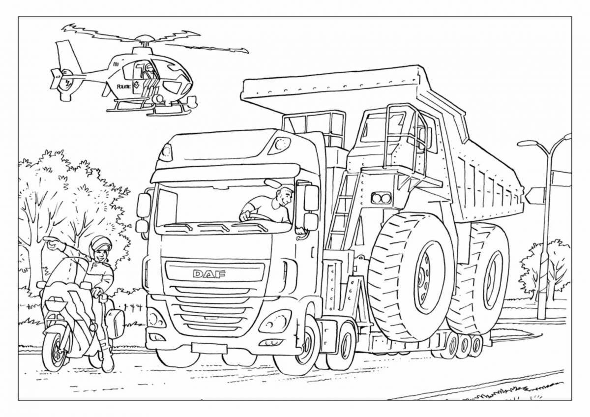 Раскраска грузовик со сверкающими деталями для мальчиков