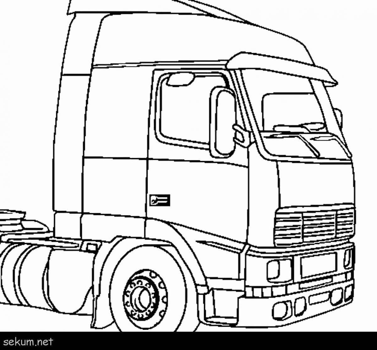 Animated truck coloring page for boys