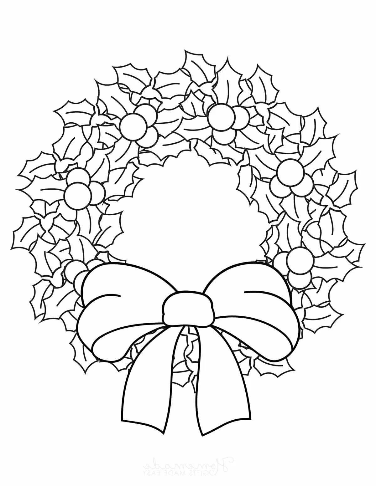 Joyful Christmas wreath coloring book for kids