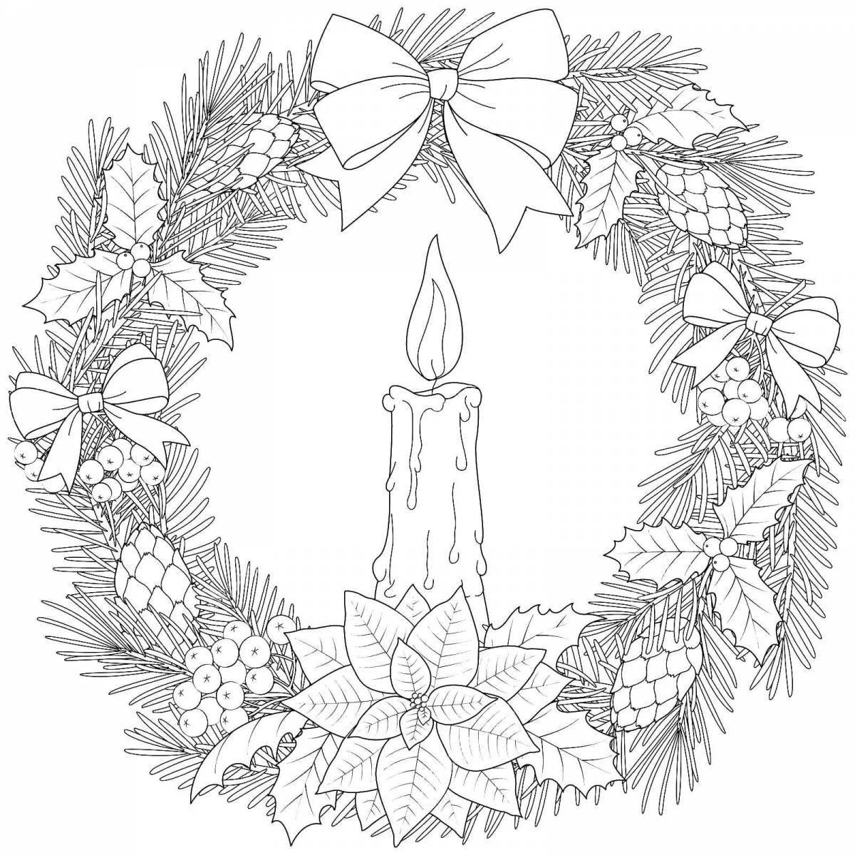 Adorable Christmas wreath coloring book for kids
