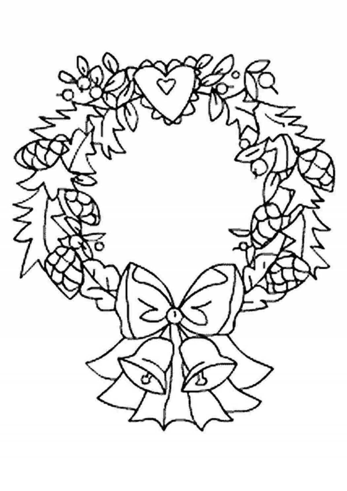 Children's shining Christmas wreath coloring book