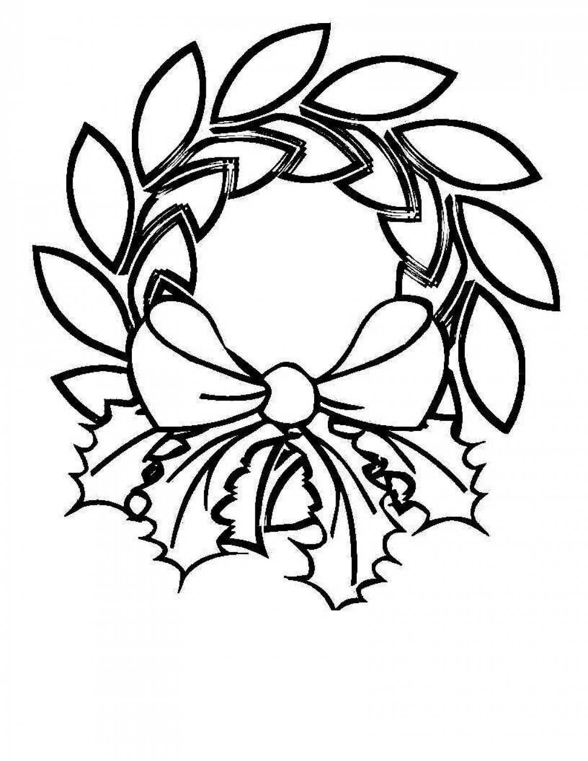 Exquisite Christmas wreath coloring book for kids