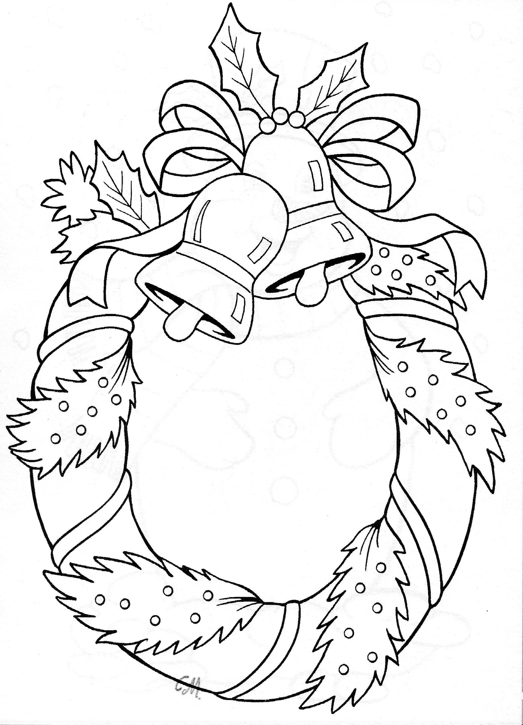 Generous Christmas wreath coloring book for kids