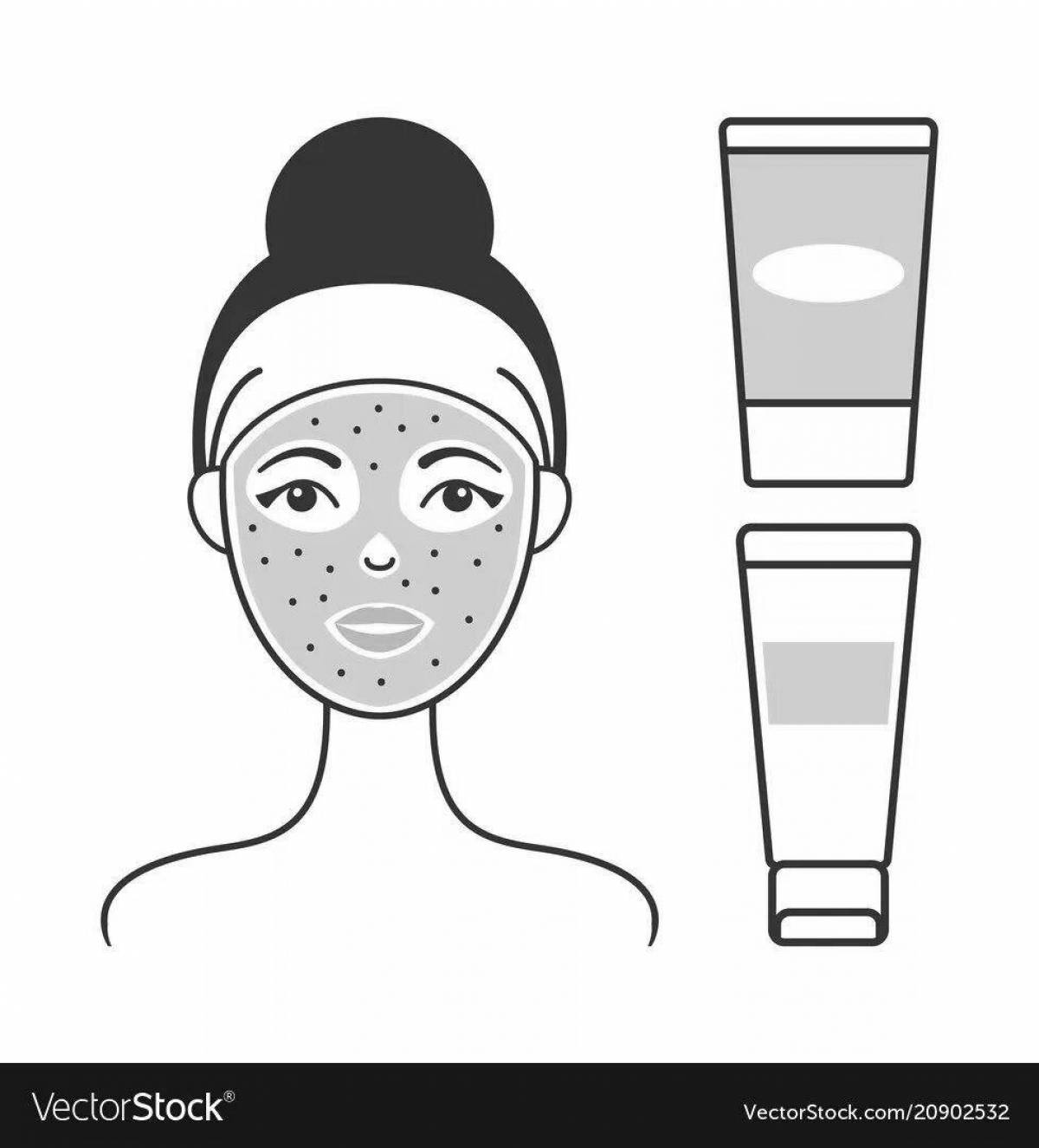 Coloring page cosmetics with amazing face mask