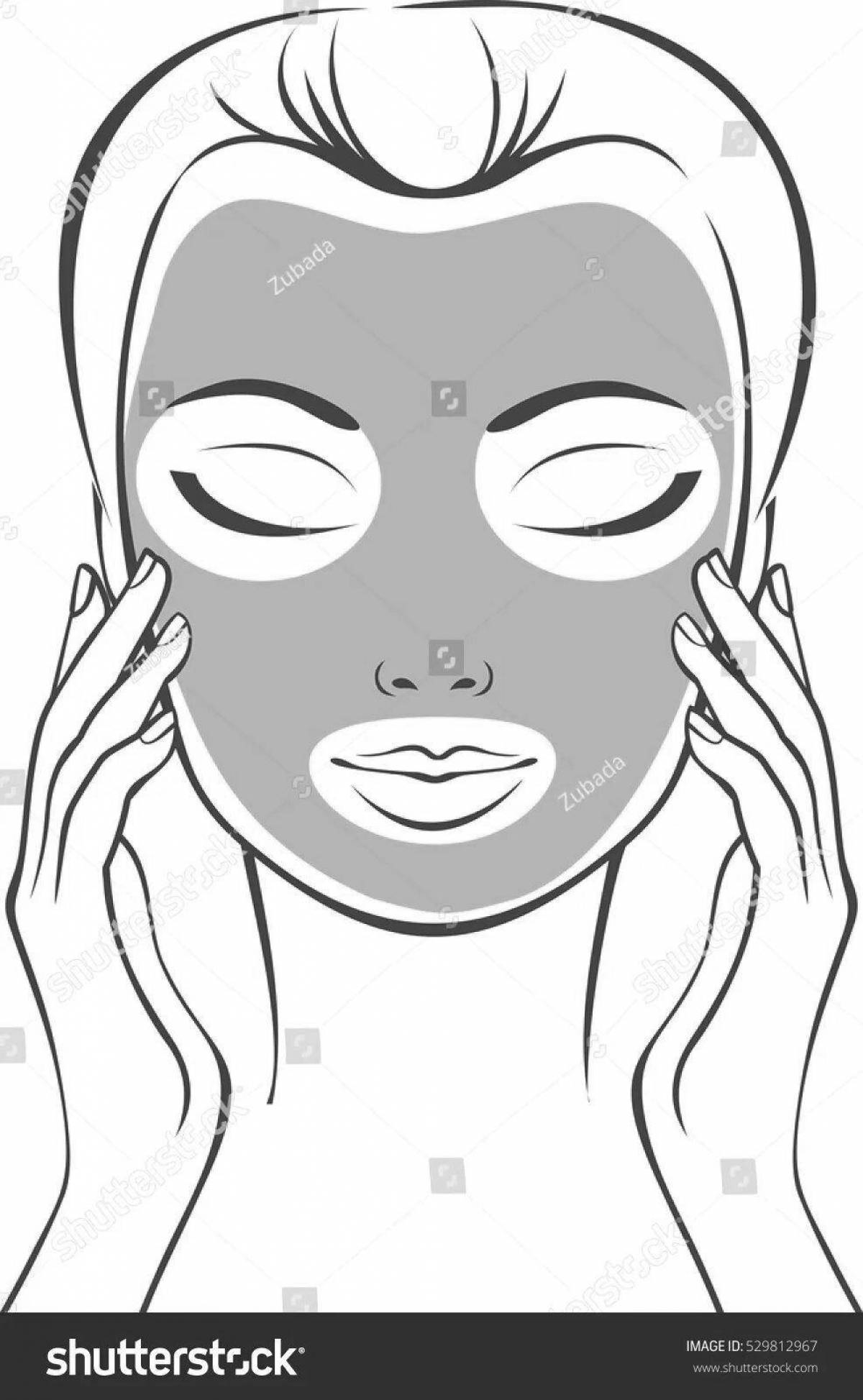 Sparkling facial mask cosmetics coloring page
