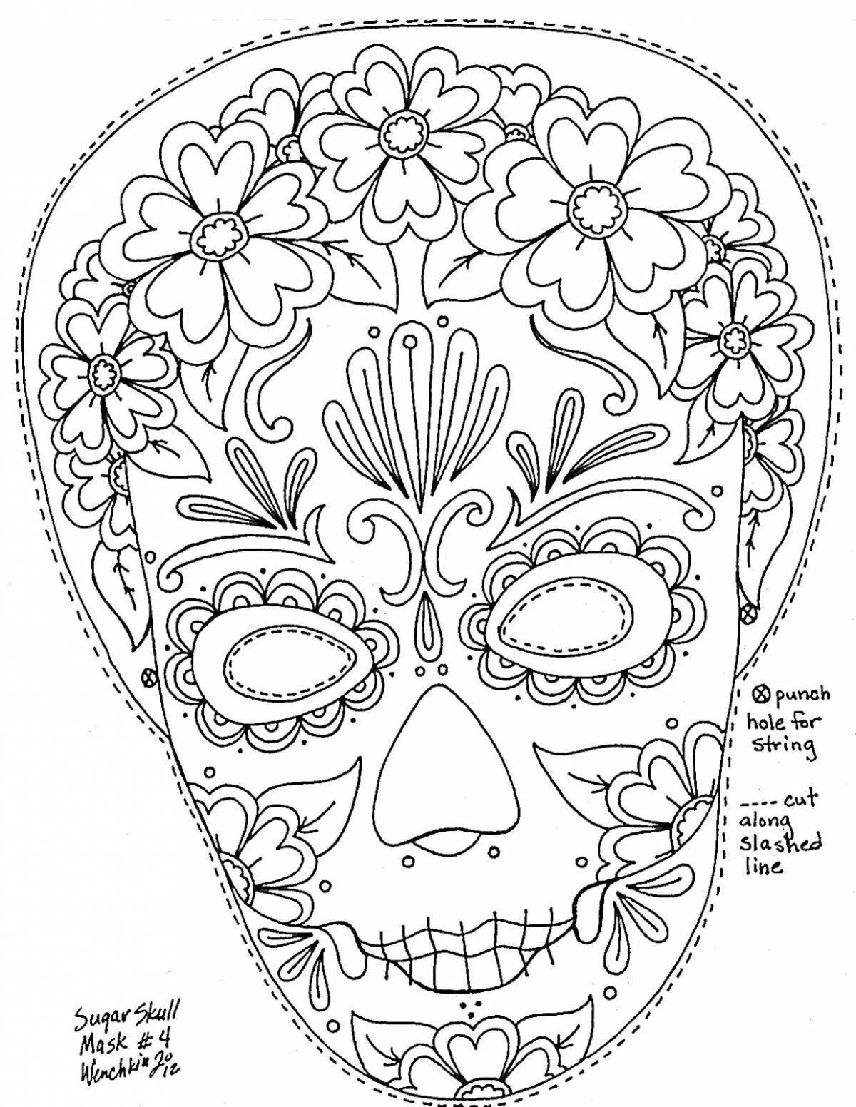 Coloring page gorgeous face mask cosmetics