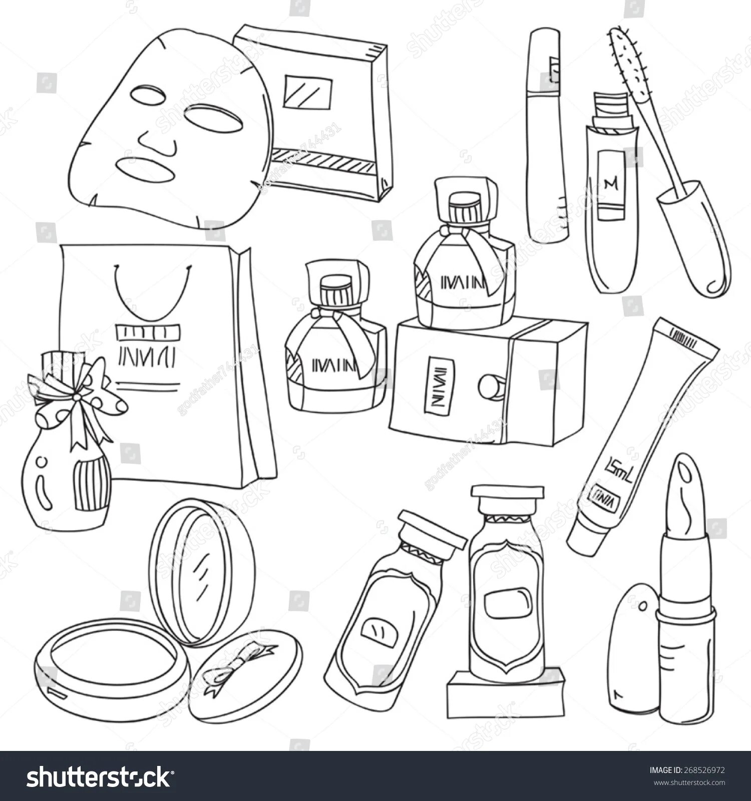 Coloring page graceful face mask cosmetics