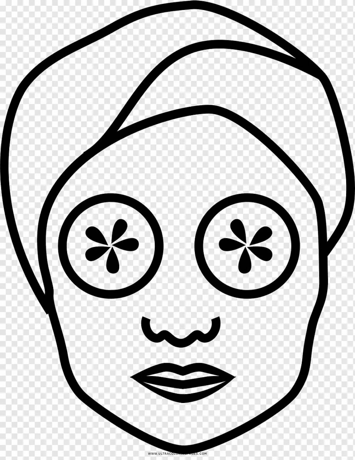 Coloring page cosmetics stylish face mask