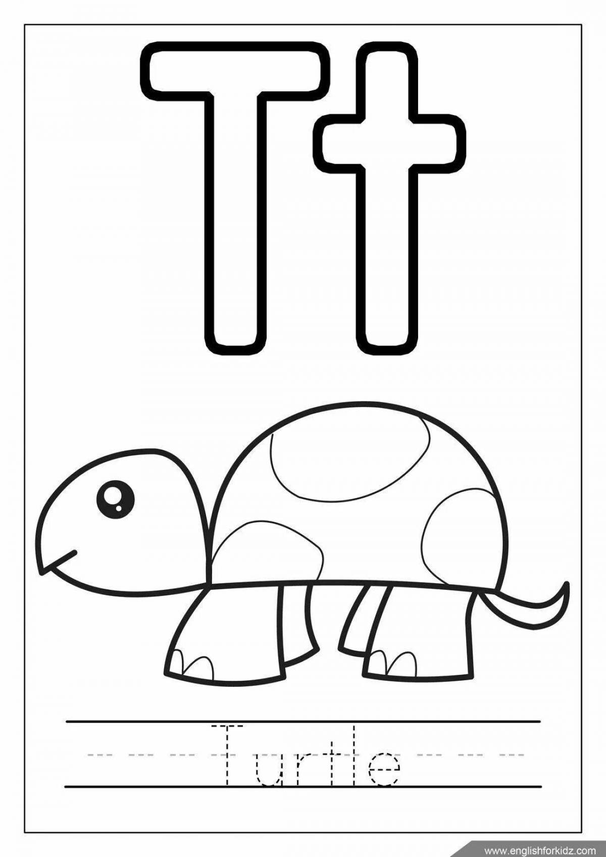Bright letter t coloring book for preschoolers