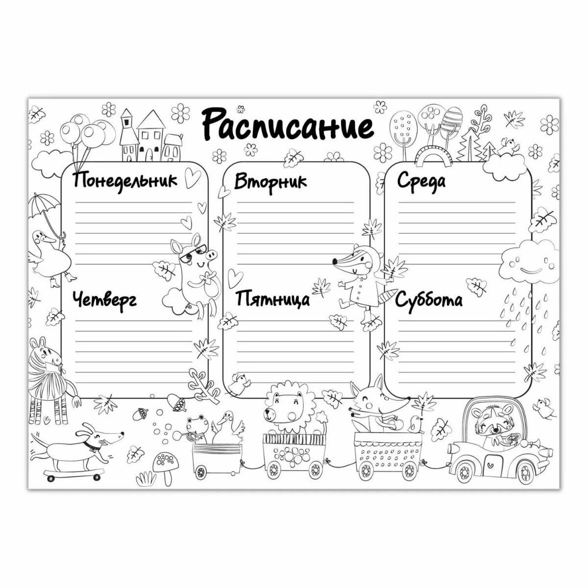 Colourful coloring schedule for boys