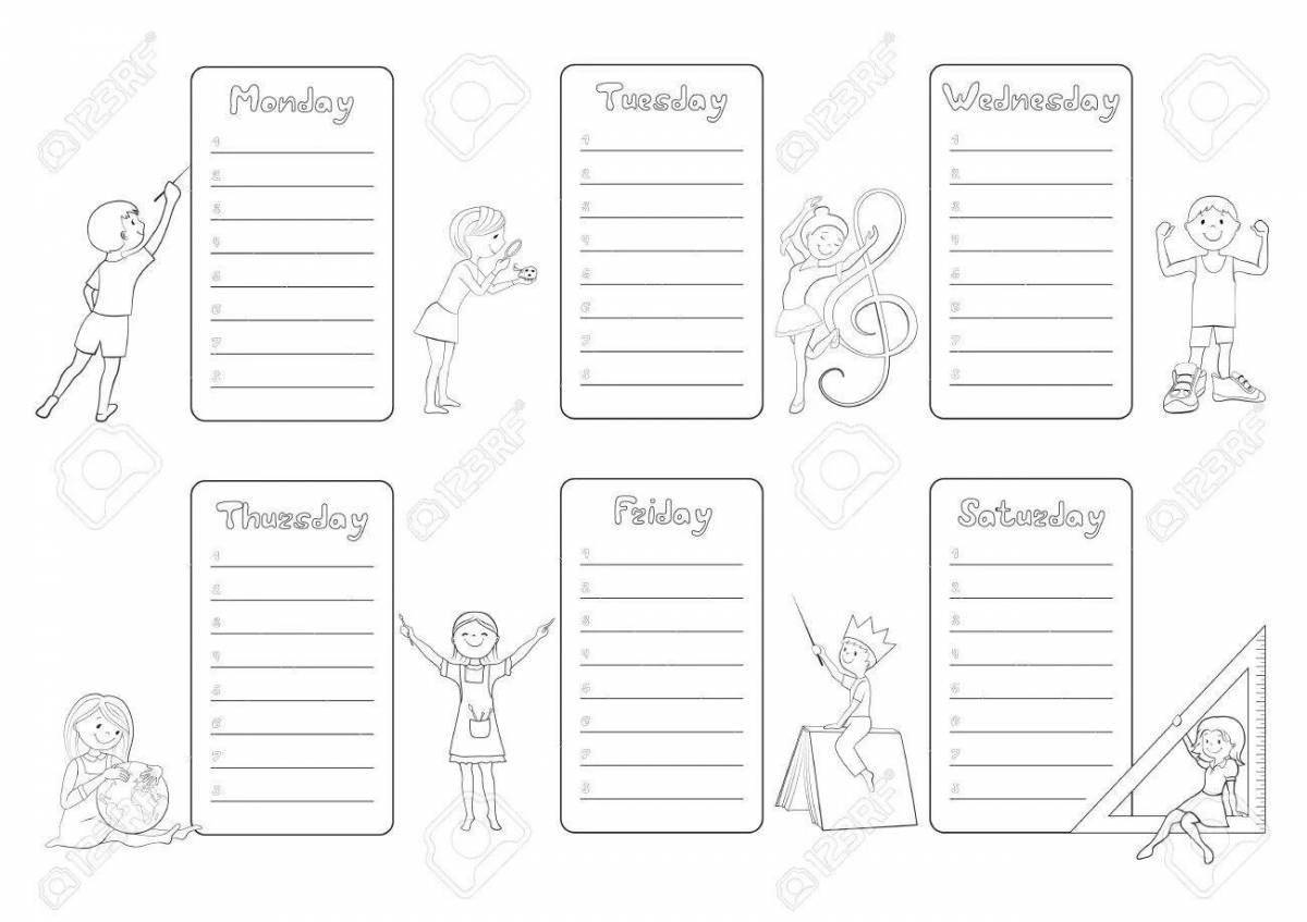 Coloring schedule funny boys