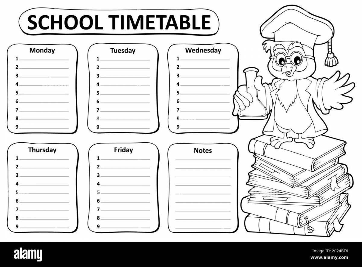 Coloring playful boys timetable