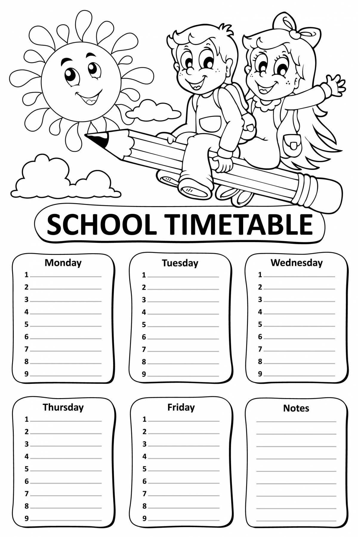 Charming schedule page for boys