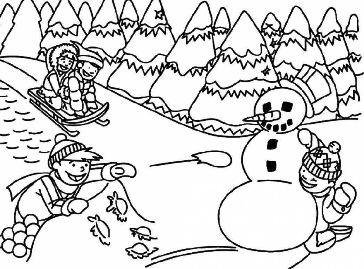 Coloring pages winter holidays for children