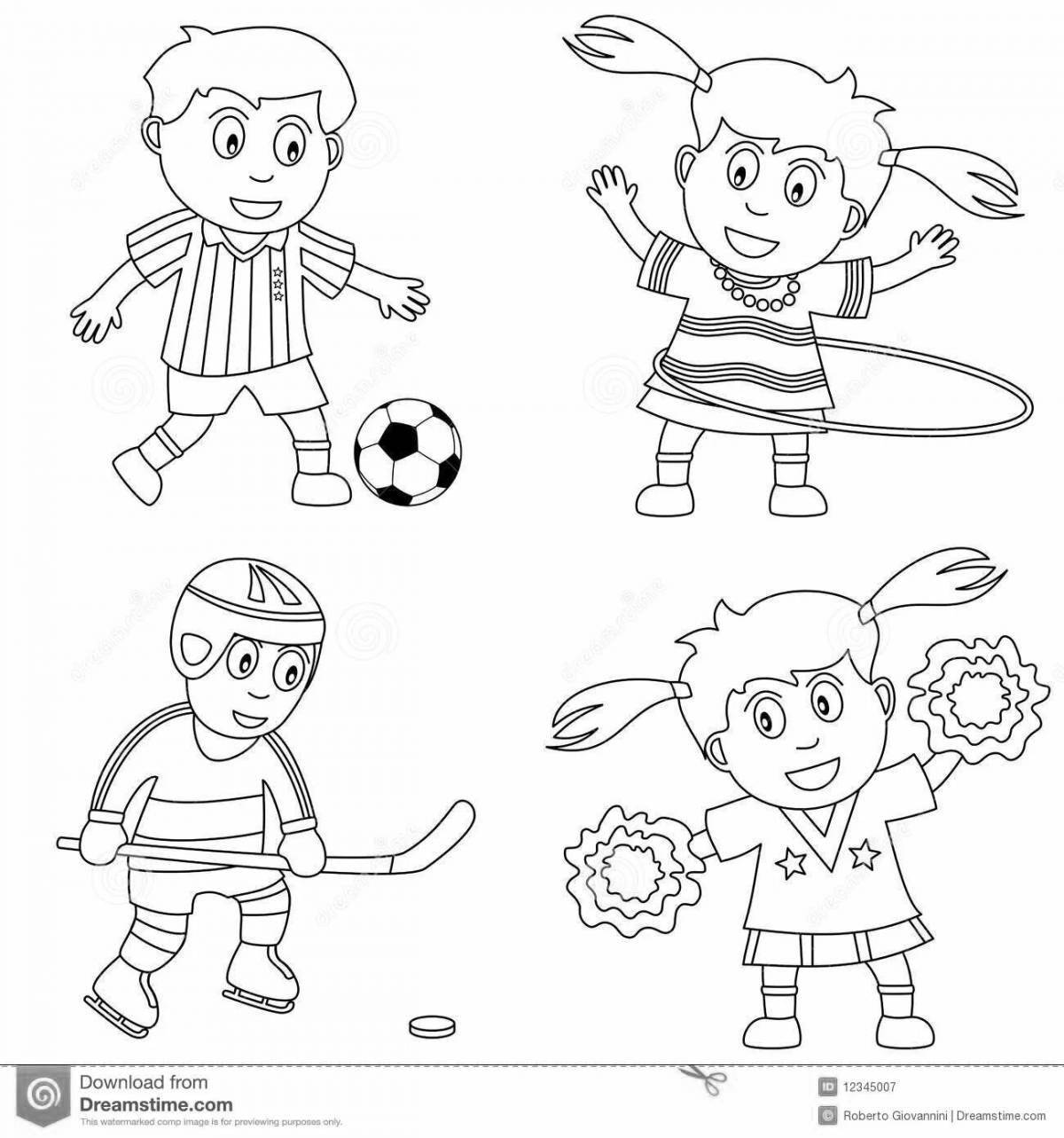 Entertaining sports coloring book for preschoolers
