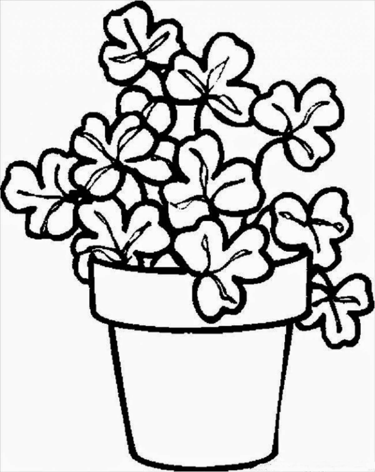 Playful houseplant coloring page for preschoolers