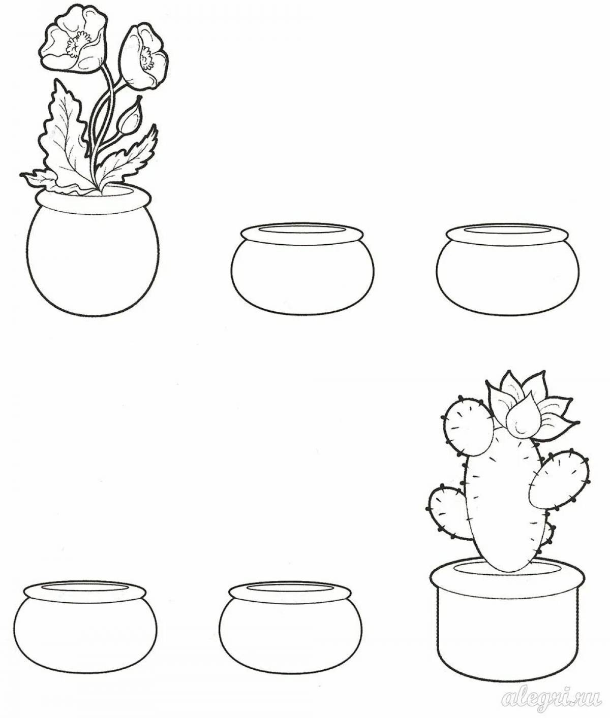 Fine houseplants coloring book for preschoolers