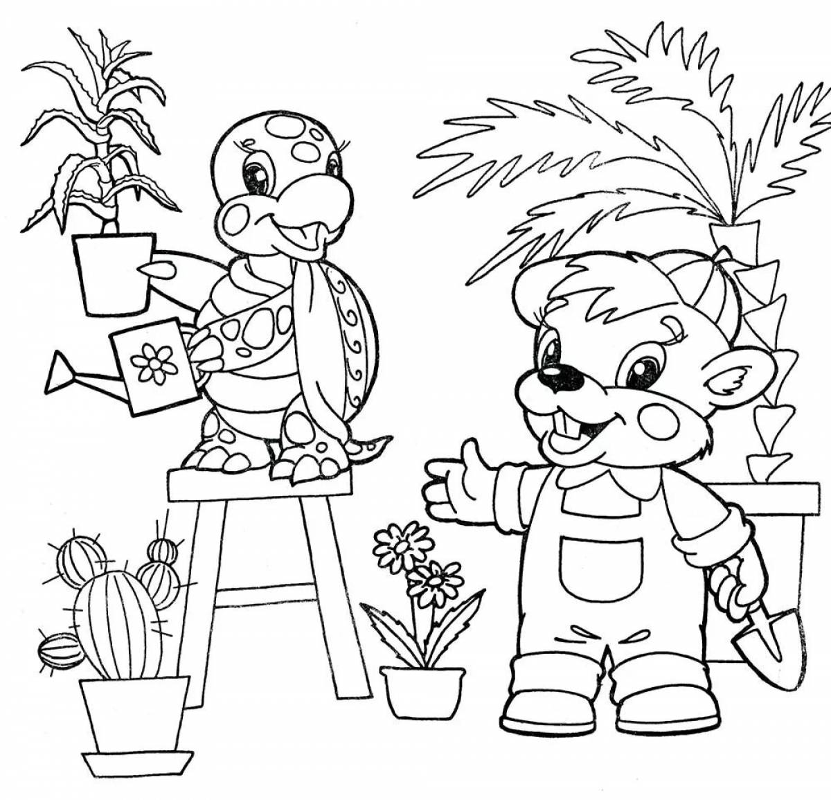 Stylish houseplant coloring book for preschoolers