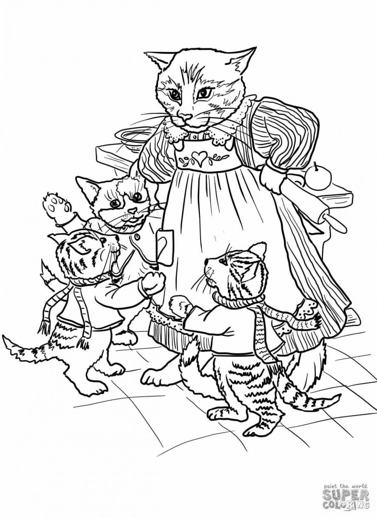 Unusual cat house coloring page for juniors