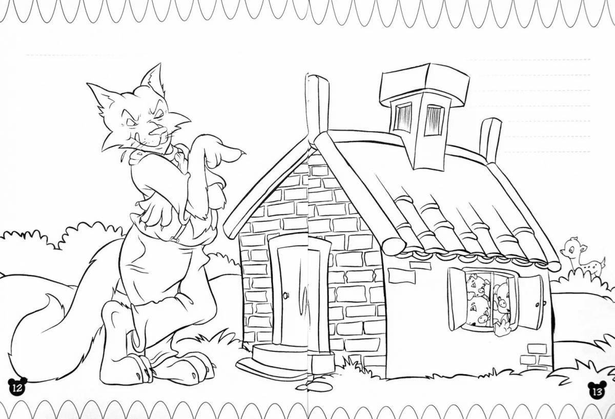 Perfect cat house coloring page for schoolchildren