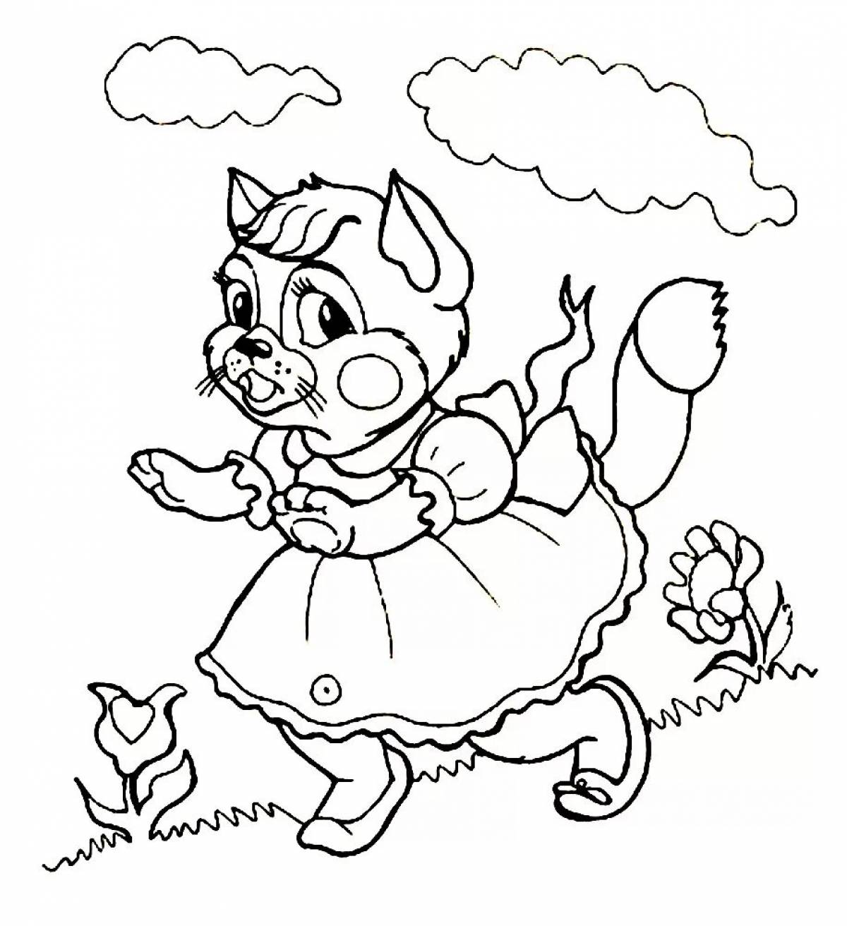 Adorable cat house coloring book for toddlers