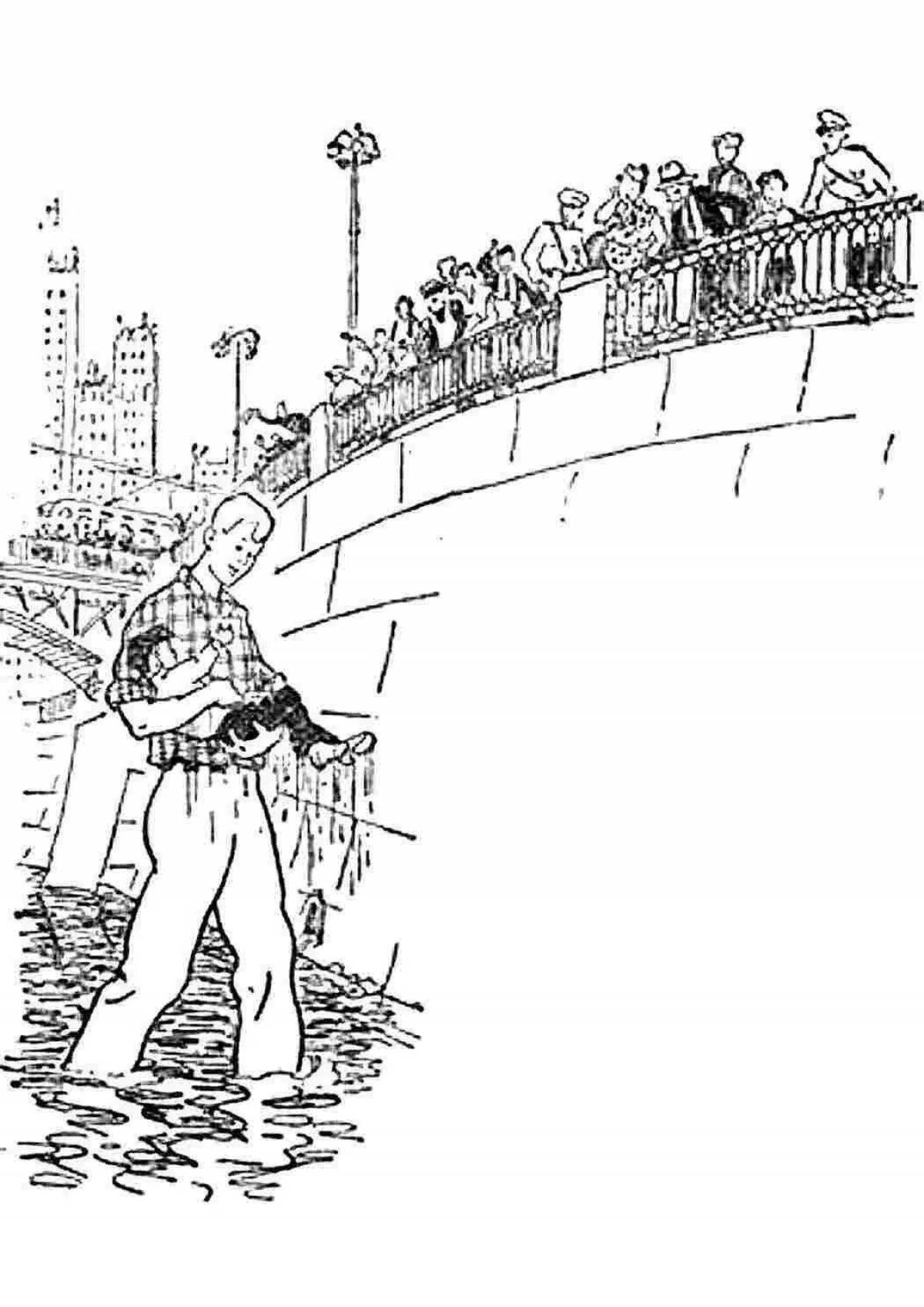 Coloring page joyful uncle step