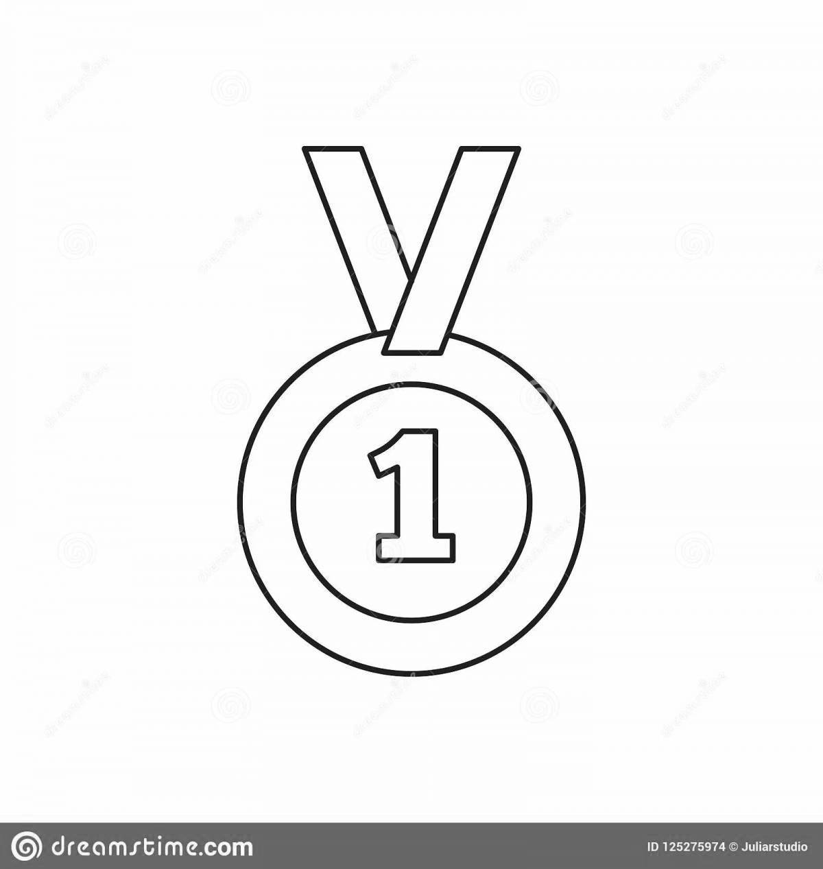 Playful medal coloring page for kids