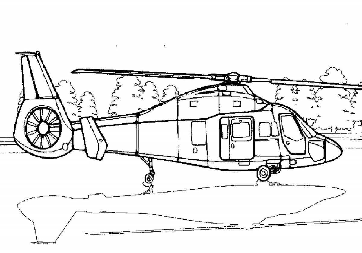 Увлекательная раскраска военного вертолета для детей