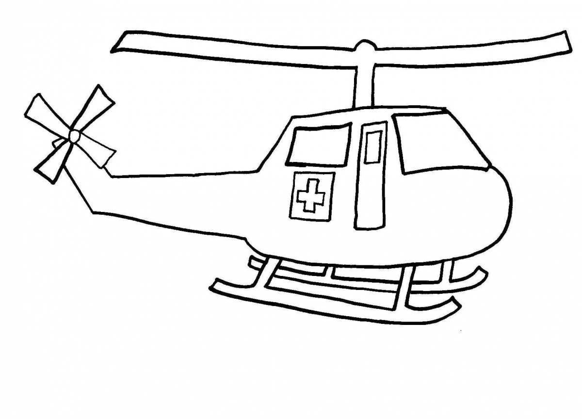 Bold military helicopter coloring book for kids