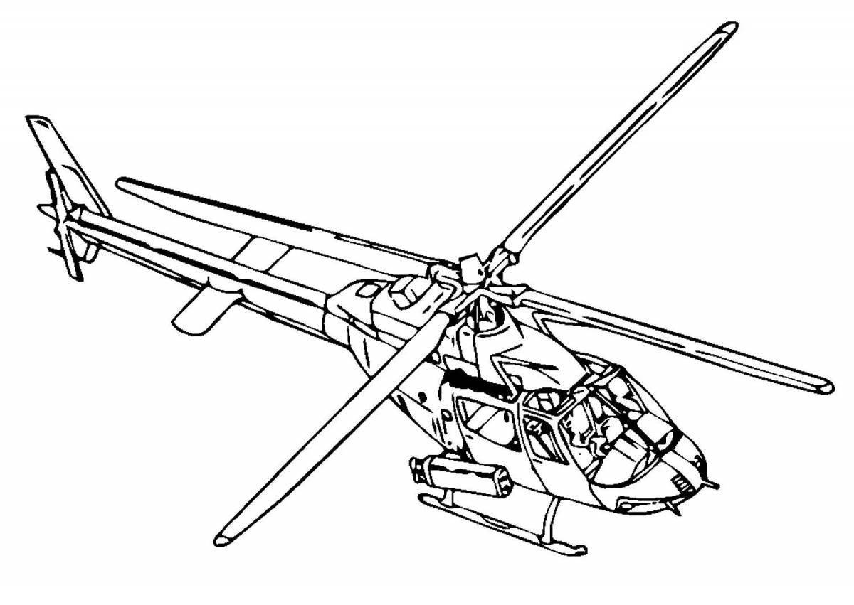 Fabulous military helicopter coloring book for kids