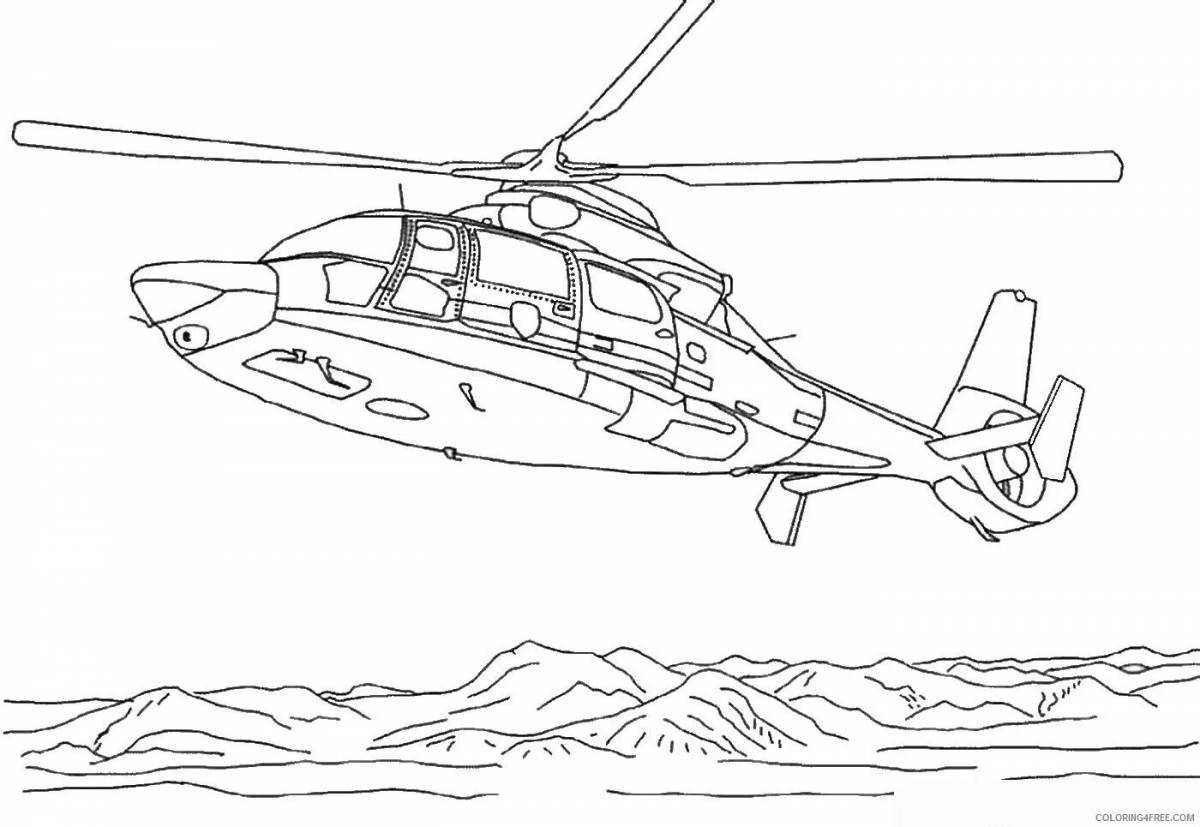 Очаровательная раскраска военного вертолета для детей
