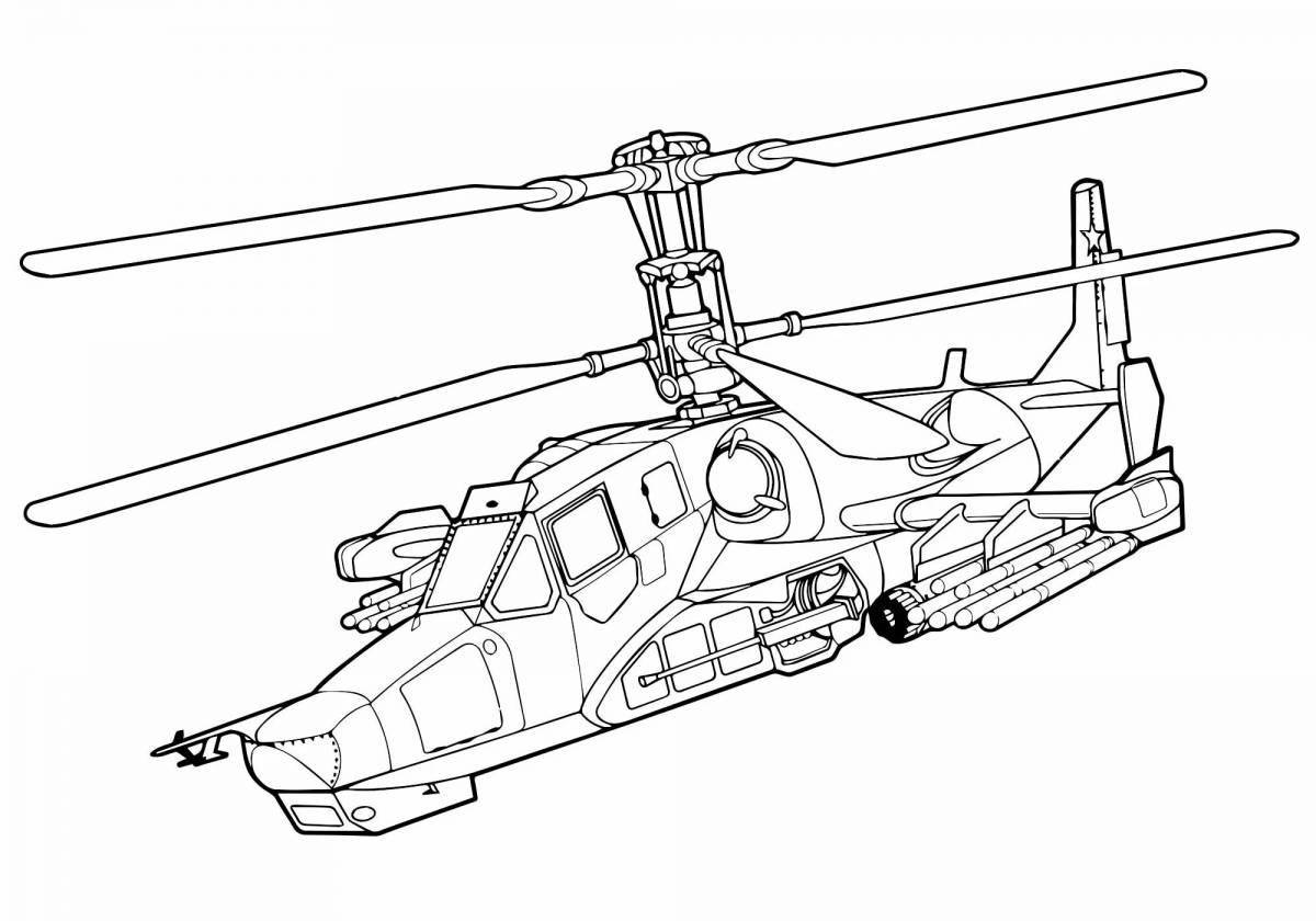Living military helicopter coloring book for kids