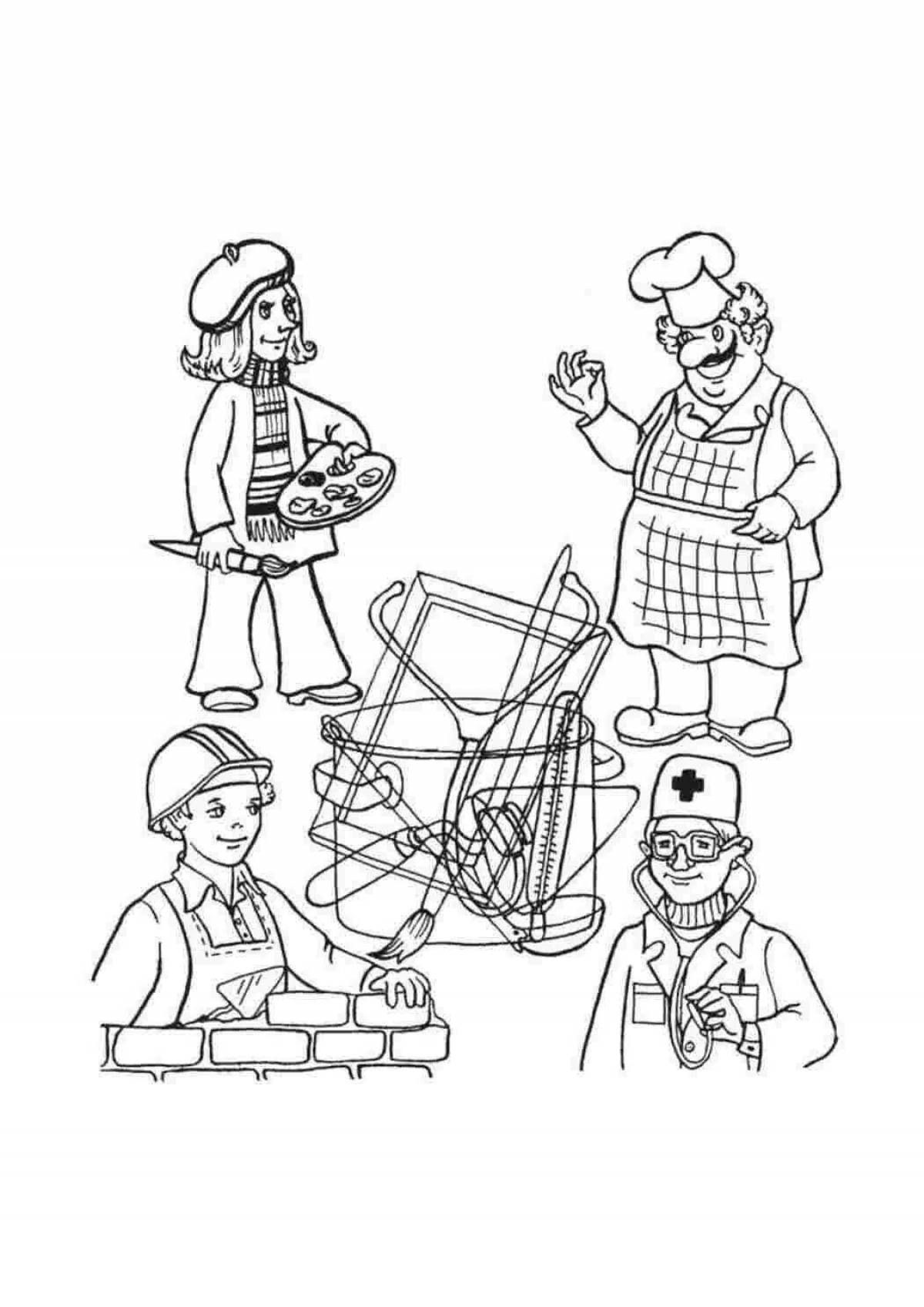 Attractive job coloring pages for schoolchildren