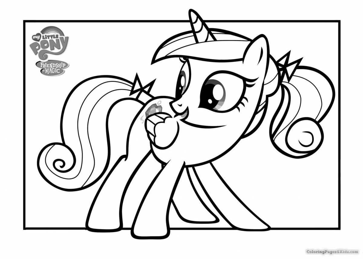 Sparkly little pony coloring pages for kids