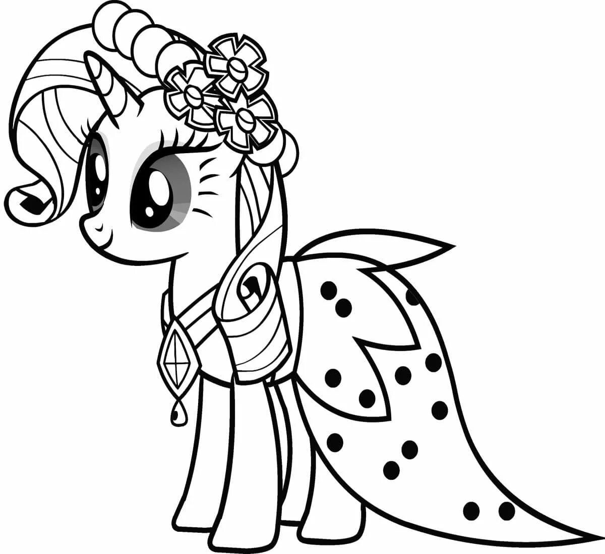 Coloring pages exotic little ponies for kids