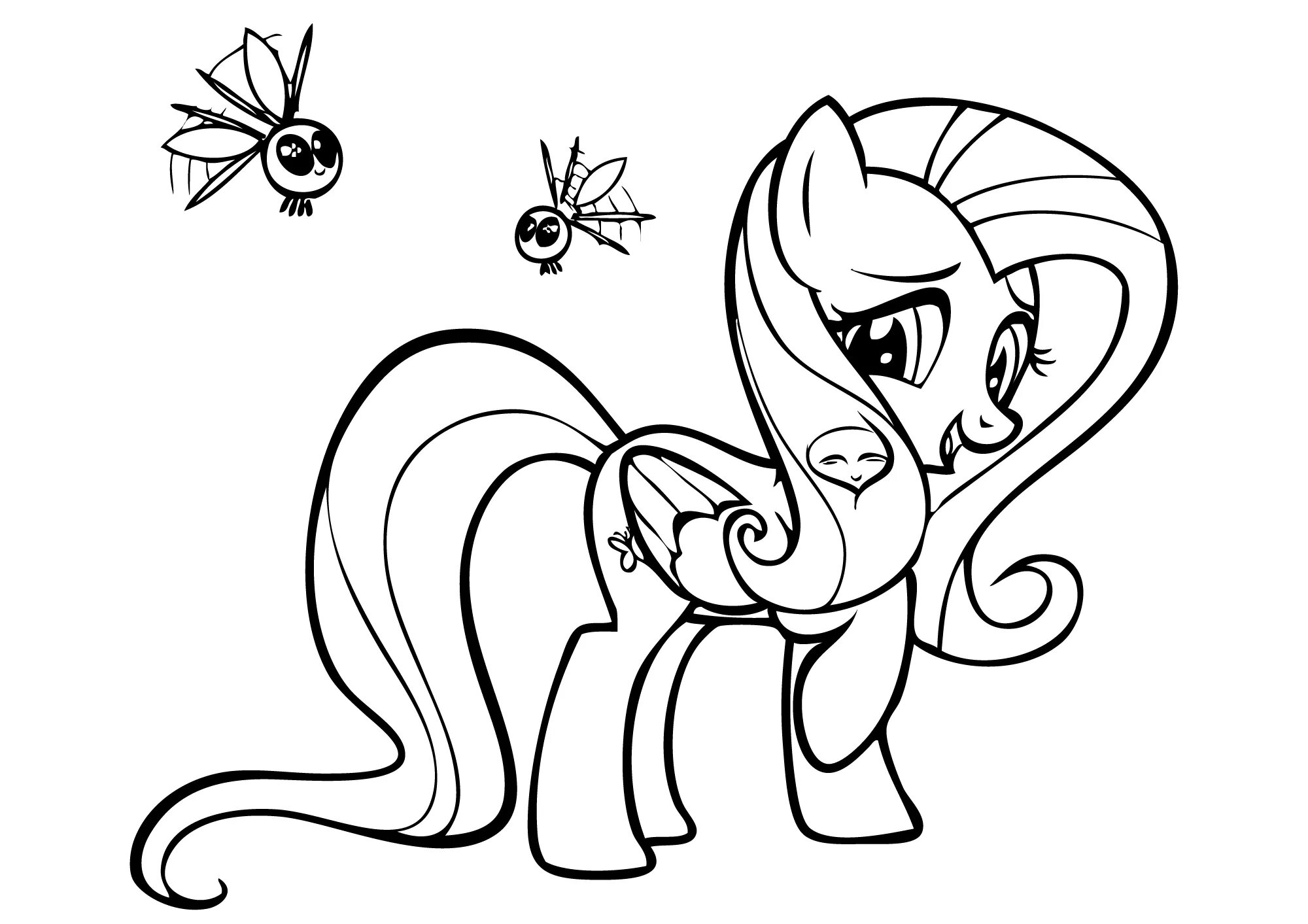 Coloring page energetic little pony for kids