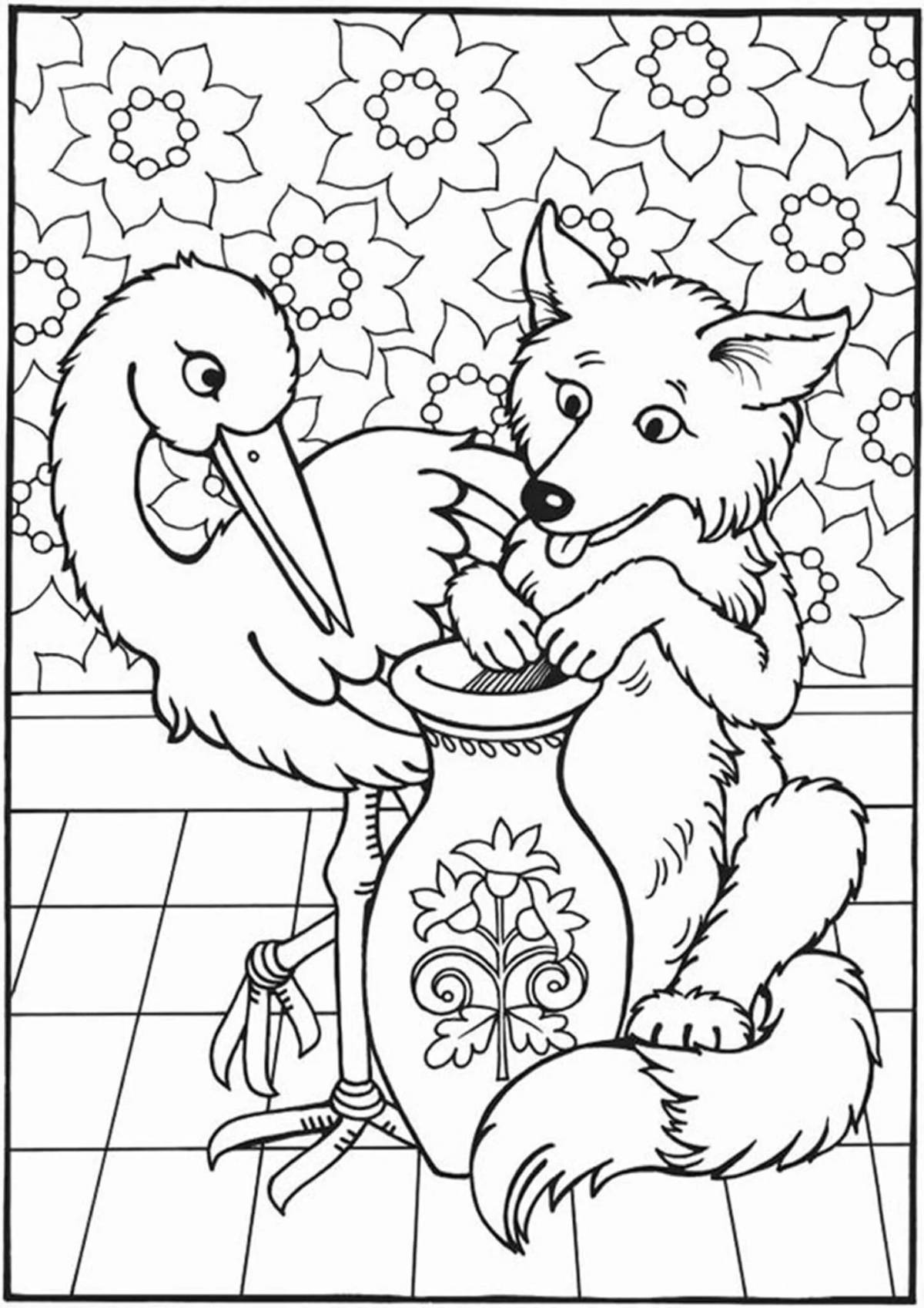 Fox and crane for kids #1