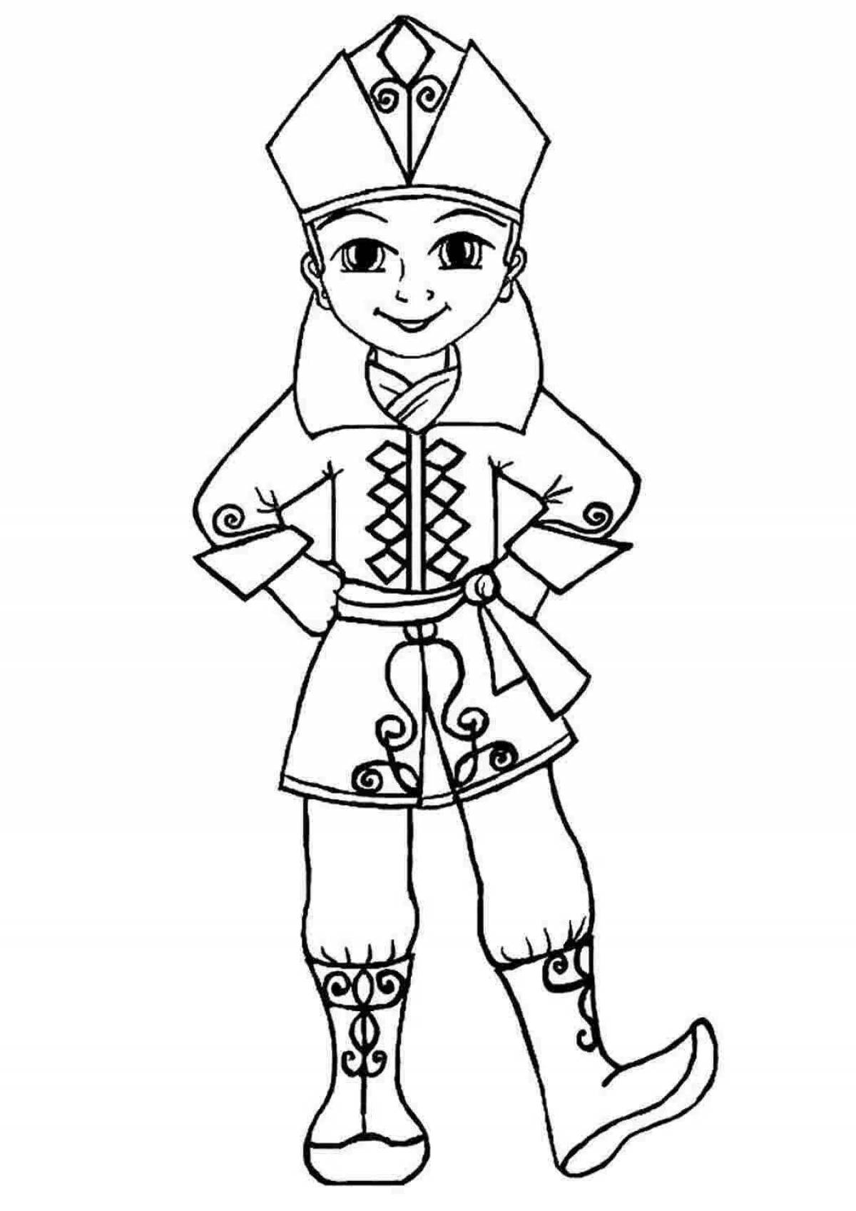 Detailed Russian national costume for children