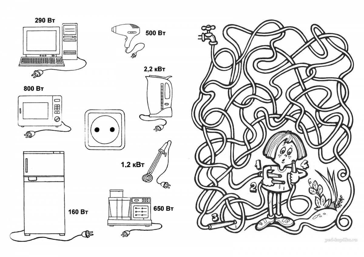 Vibrant coloring of electrical appliances for children 6-7 years old