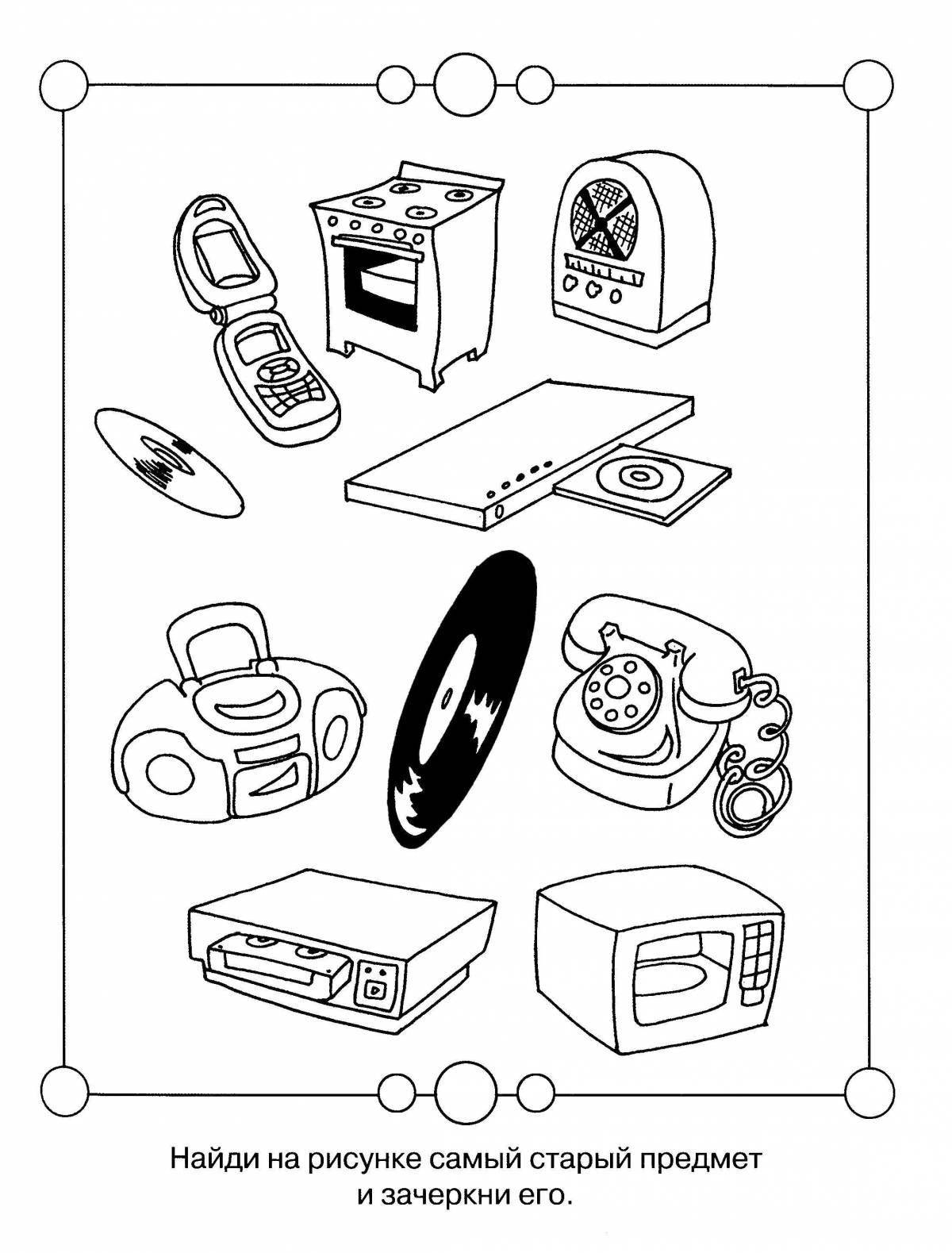 Interesting coloring pages with electrical appliances for children 6-7 years old