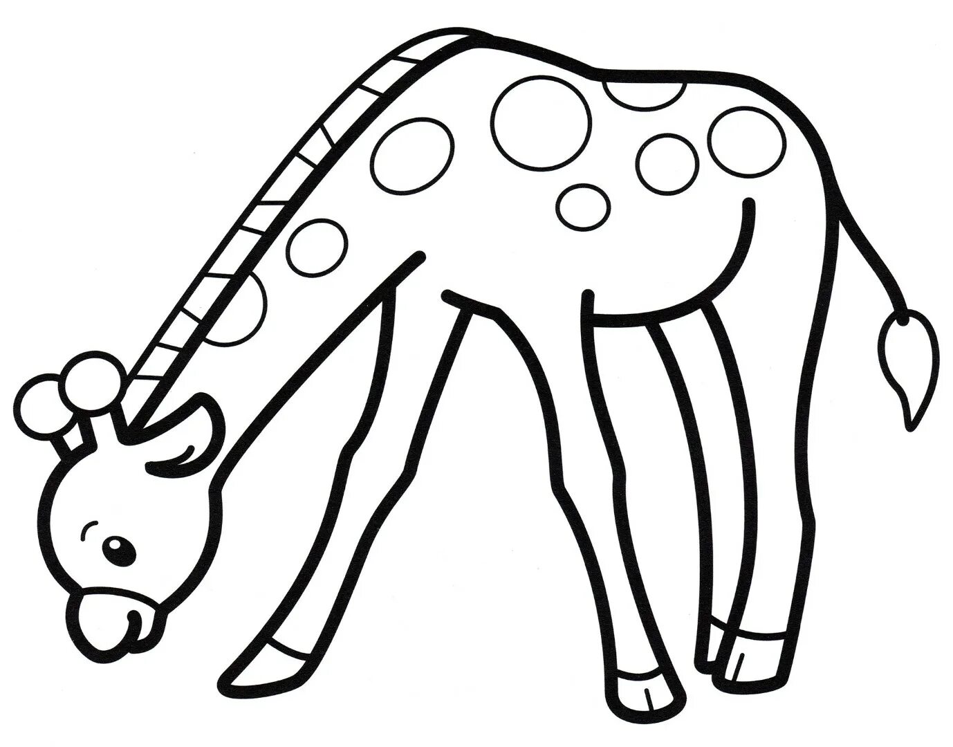 Выдающаяся страница раскраски жирафа для детей 6-7 лет