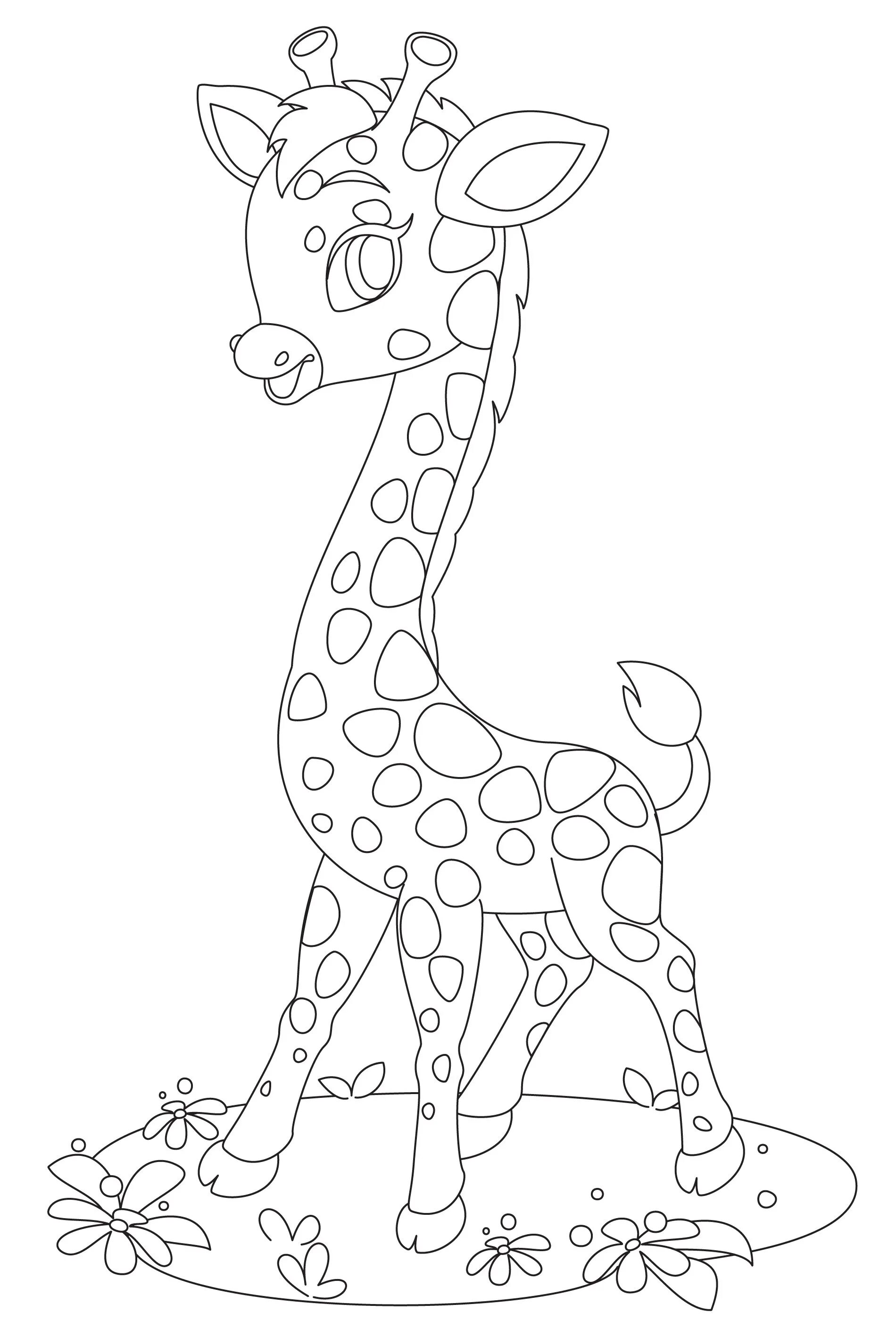 Coloring book with a giraffe for children 6-7 years old