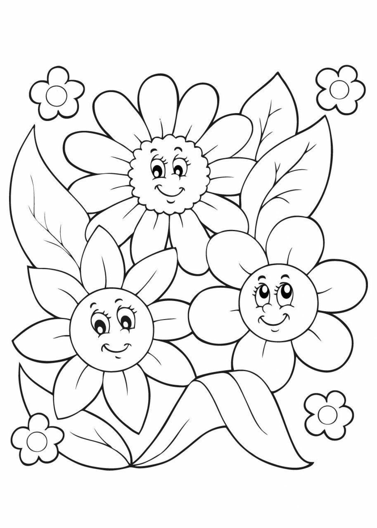Radiant coloring flower for children 5-6 years old