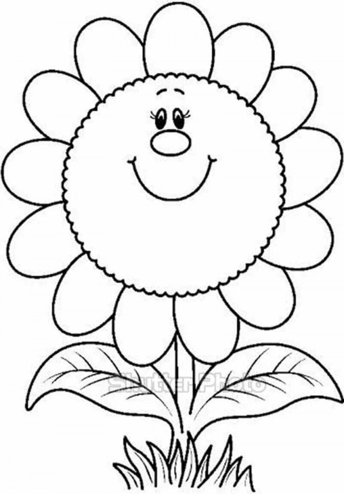 Calm coloring flower for children 5-6 years old