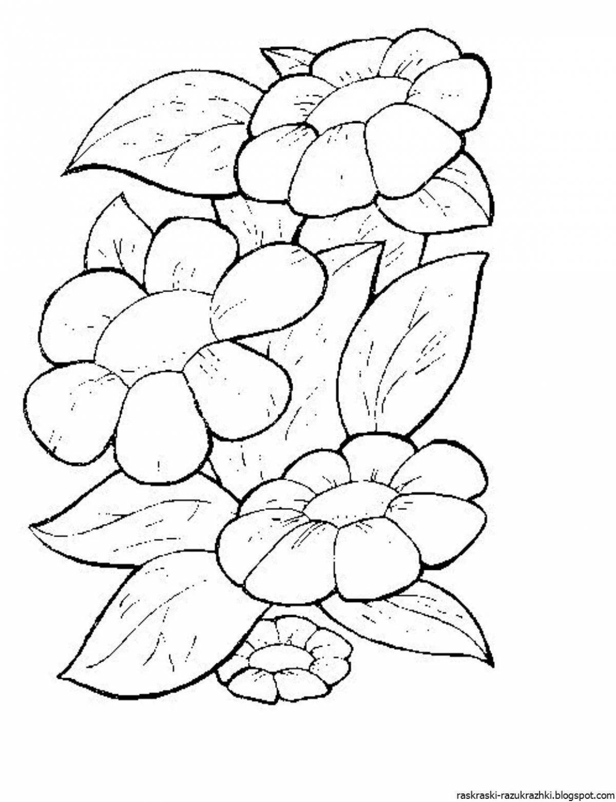 Calming flower coloring book for 5-6 year olds