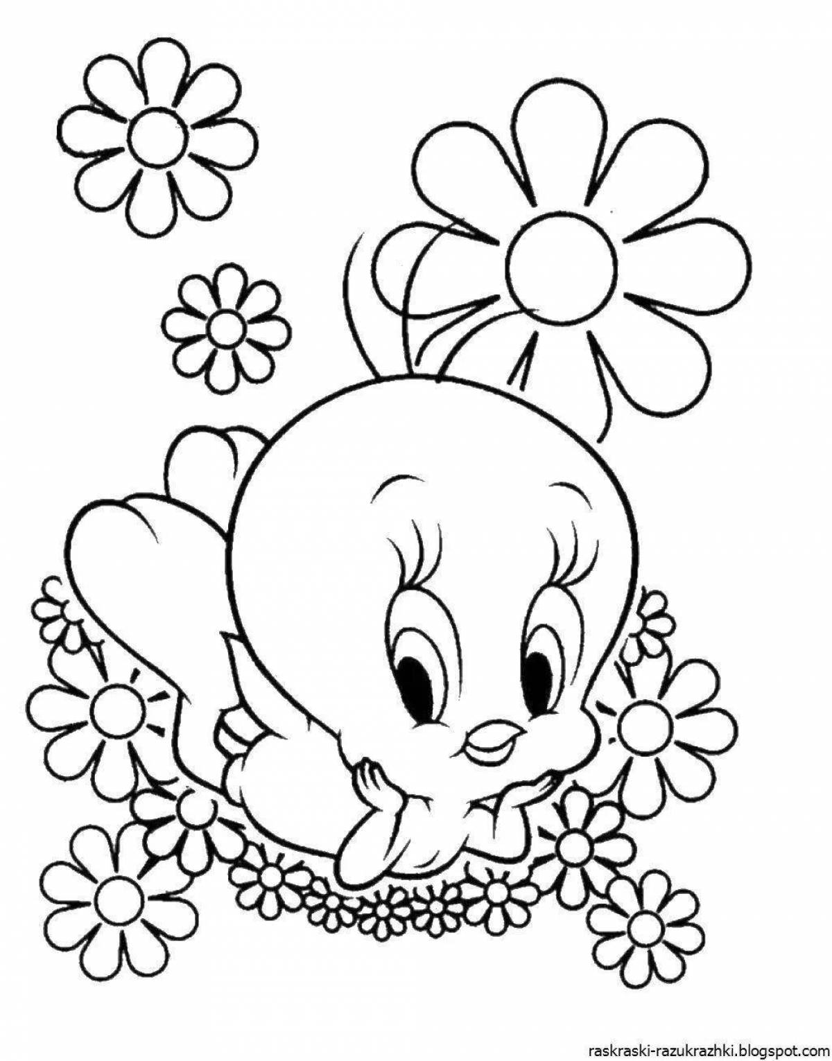 Refreshing flower coloring book for 5-6 year olds