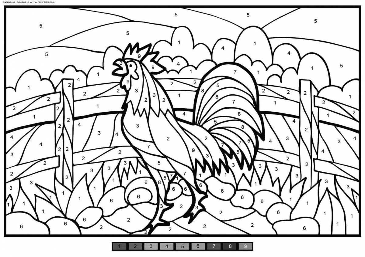 Rooster creative coloring book for 6-7 year olds