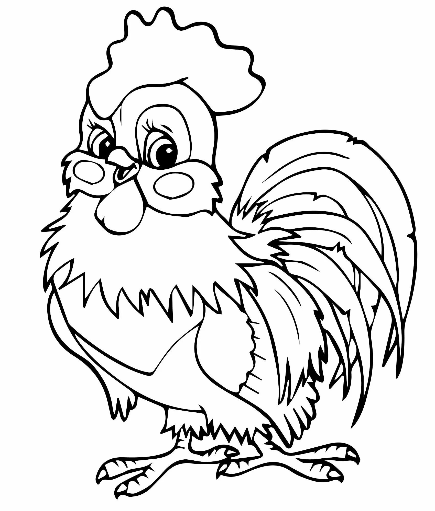 Colorful rooster coloring book for 6-7 year olds